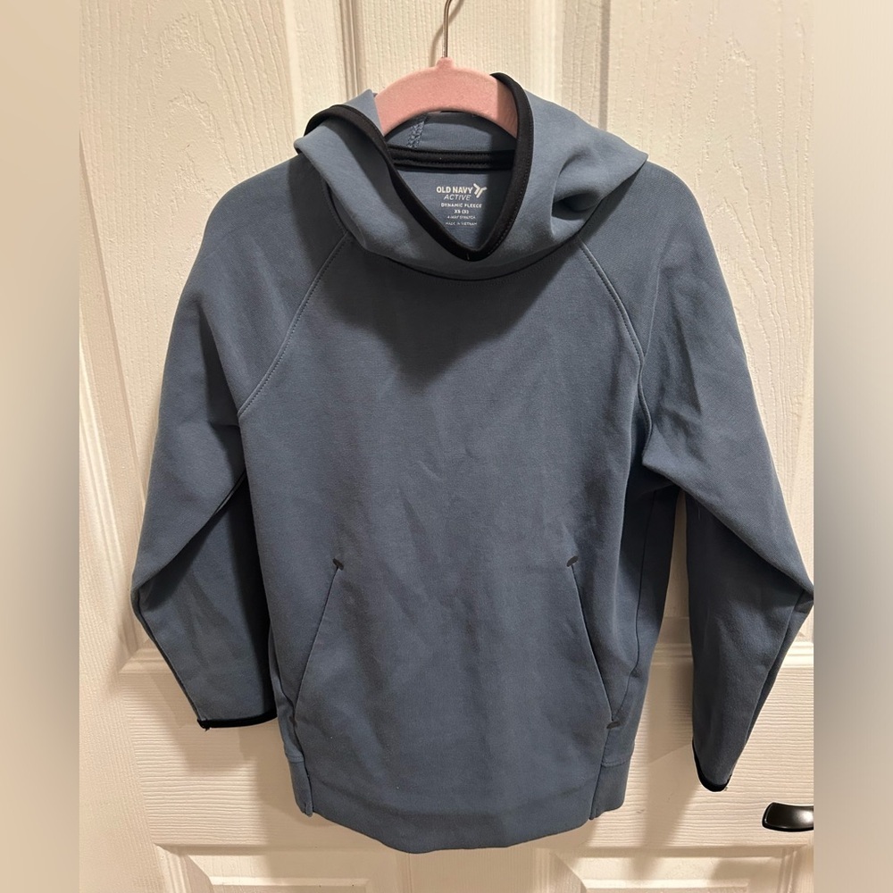 Old Navy boys active sz XS 5 blue dynamic fleece hoodie w/kangaroo pocket & hood